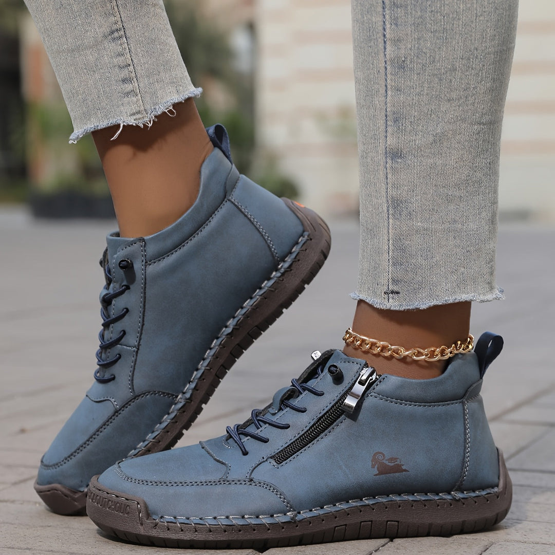 Mia | Orthopaedic Lace-Up Ankle Sneakers with Side Zip Detail