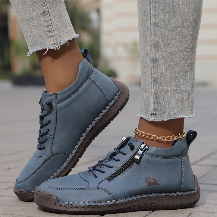 Mia | Orthopaedic Lace-Up Ankle Sneakers with Side Zip Detail