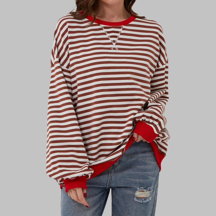 Kiera | Casual Long Sleeve Round Neck Striped Sweatshirt
