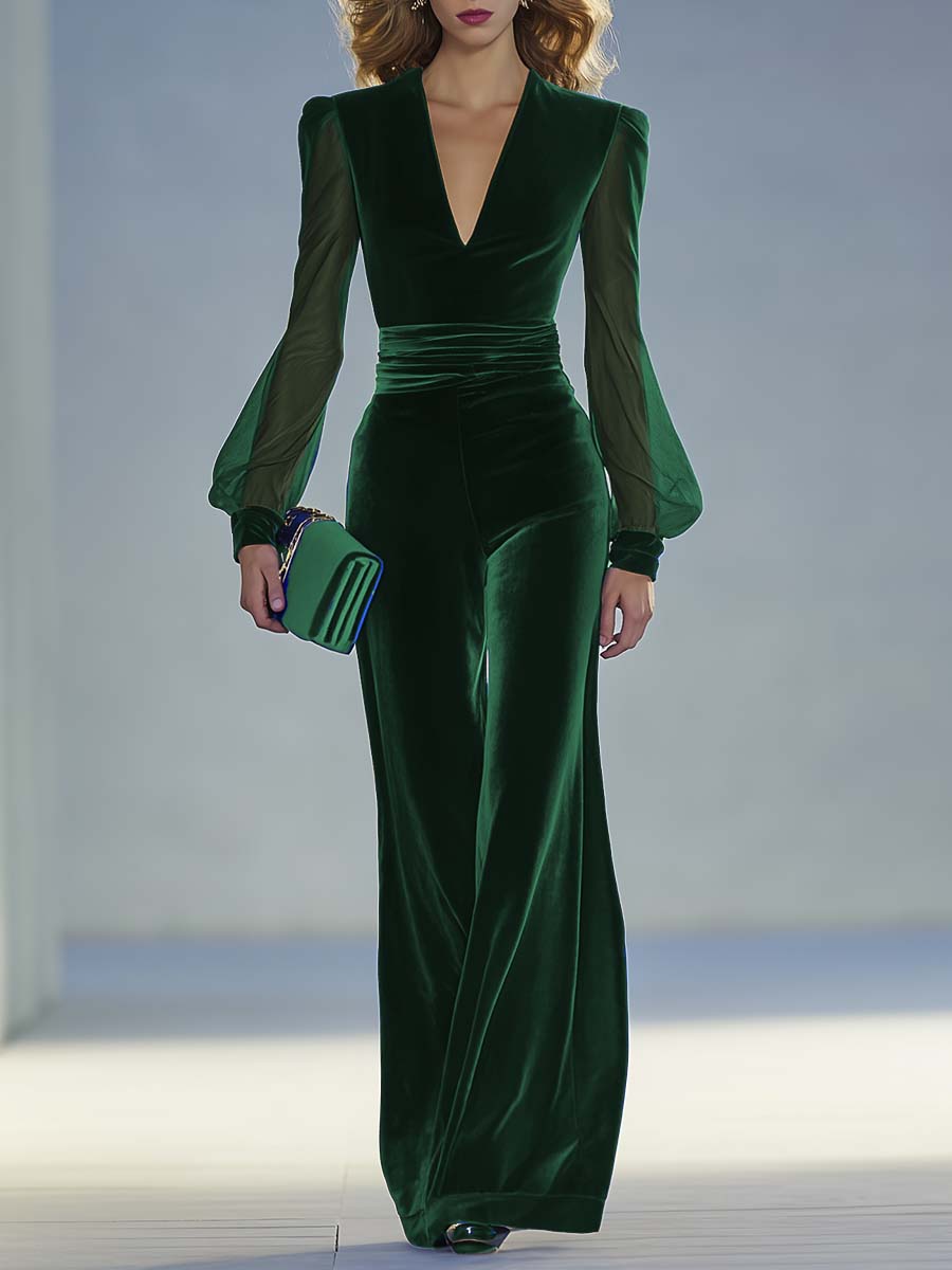 Carolyn | Elegant jumpsuit with mesh sleeves