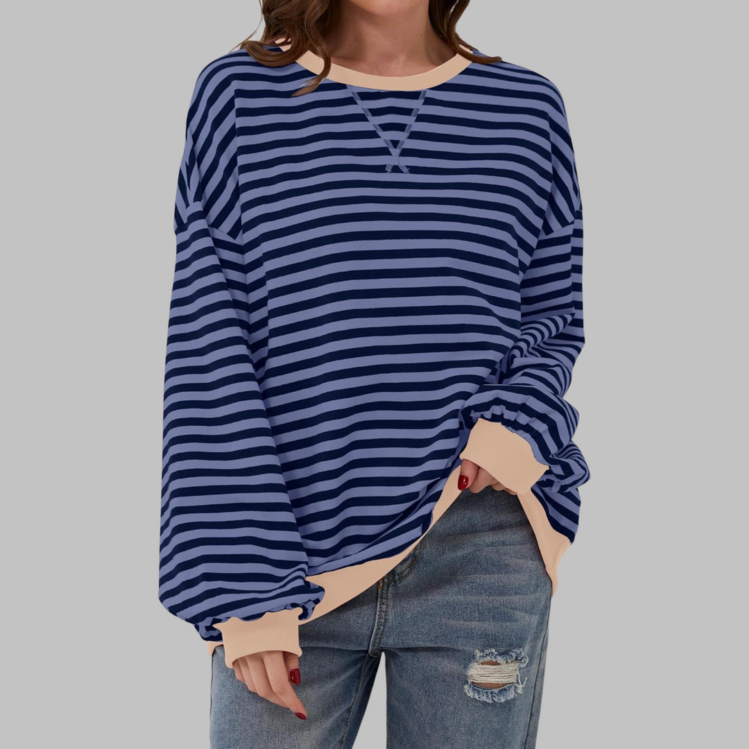 Kiera | Casual Long Sleeve Round Neck Striped Sweatshirt