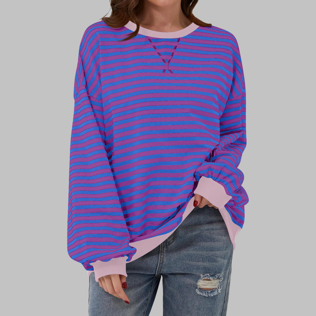 Kiera | Casual Long Sleeve Round Neck Striped Sweatshirt