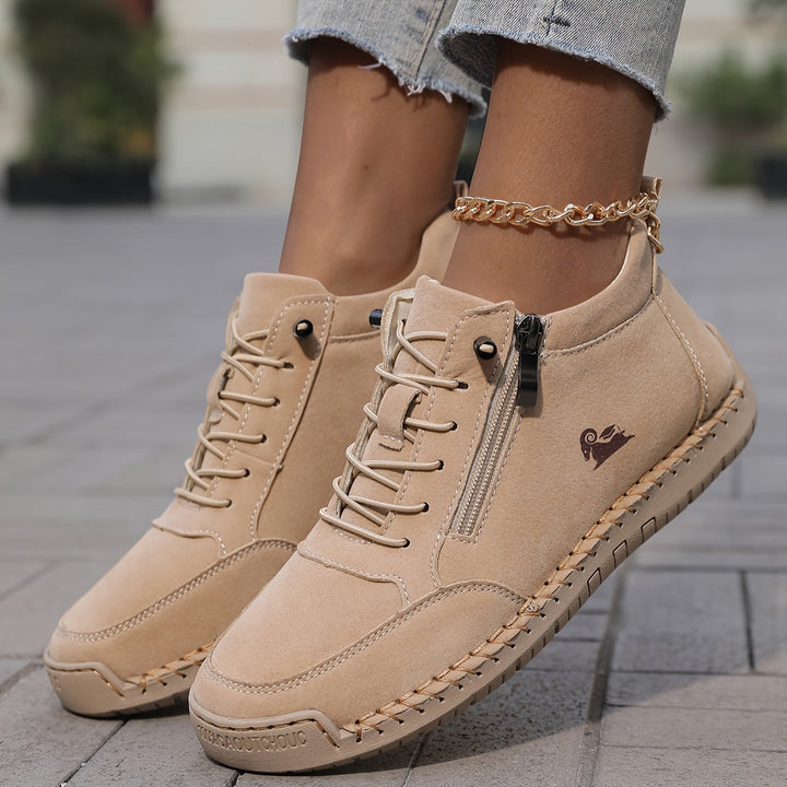 Mia | Orthopaedic Lace-Up Ankle Sneakers with Side Zip Detail