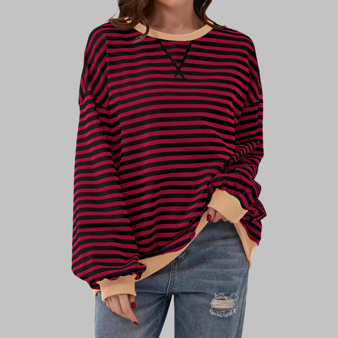 Kiera | Casual Long Sleeve Round Neck Striped Sweatshirt