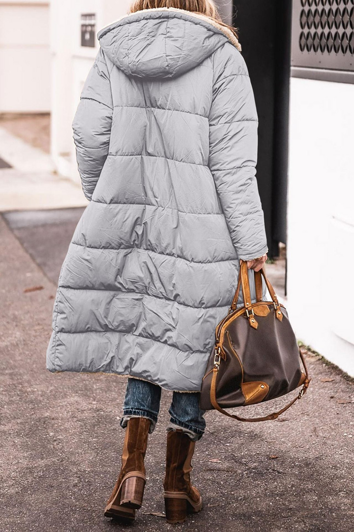 Beth | Long Reversible Puffer Coat with Sherpa Lining and Hood