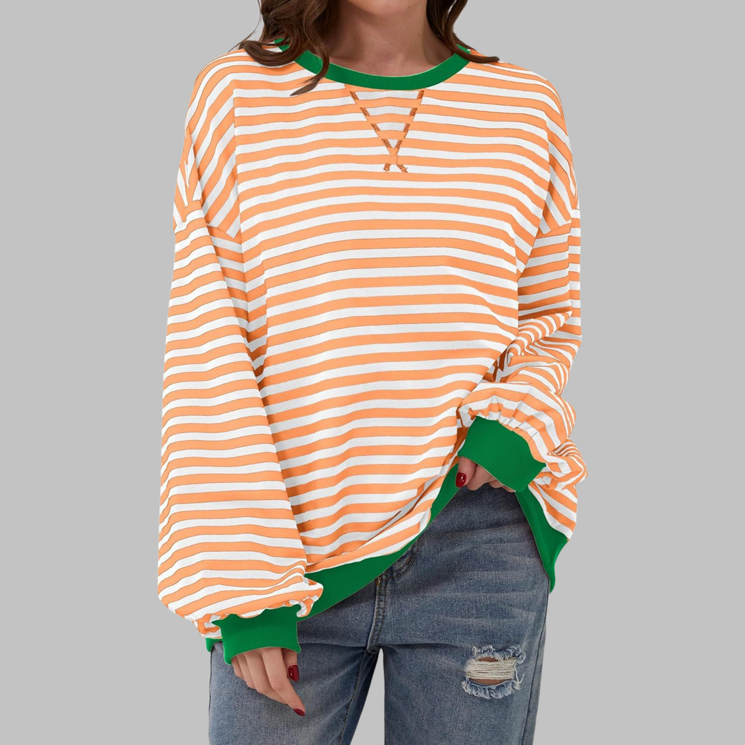 Kiera | Casual Long Sleeve Round Neck Striped Sweatshirt