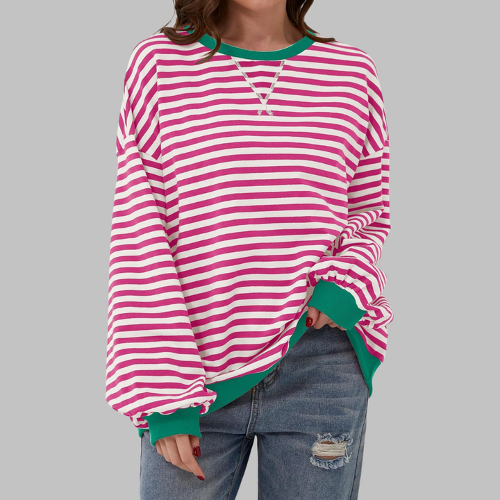 Kiera | Casual Long Sleeve Round Neck Striped Sweatshirt