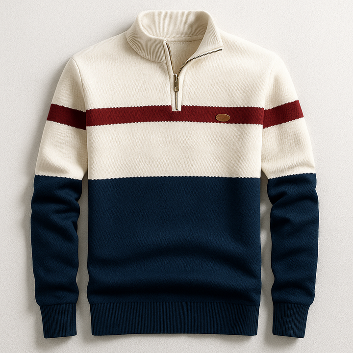 John | Men's Colour Block Quarter-Zip Sweater