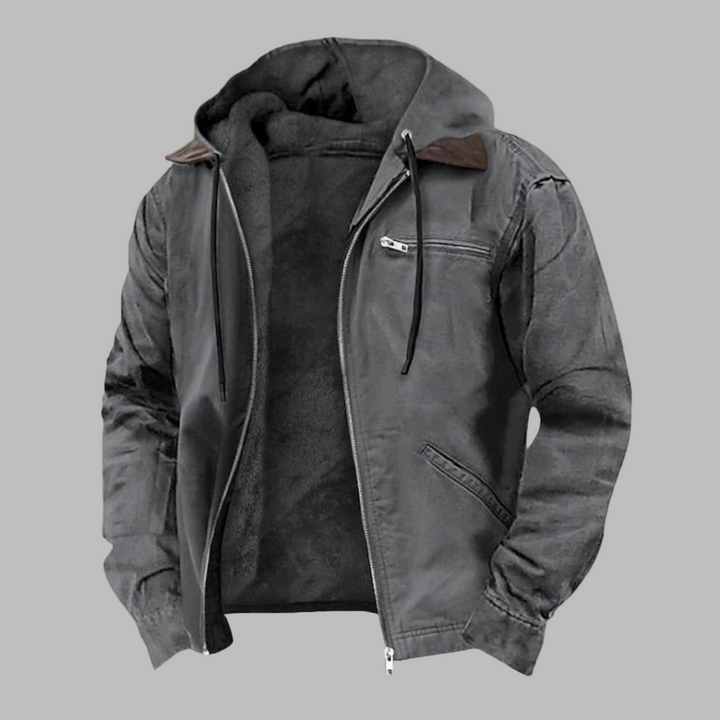 Christos | Men's Hooded Jacket with Zip Front and Drawstring Hood