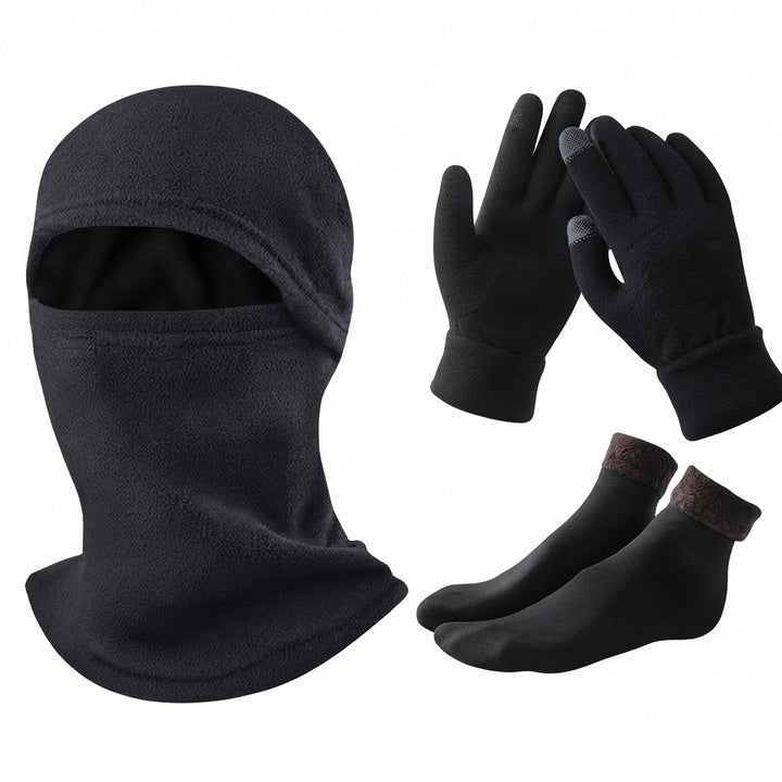 Practical Winter Set | Fleece Winter Gloves, Socks & Balaclava Set