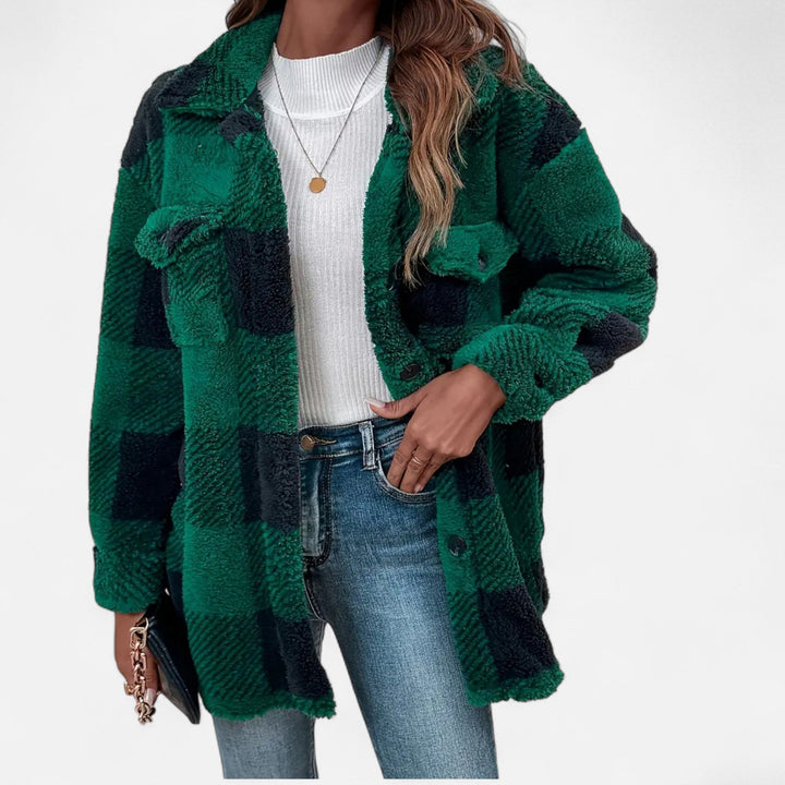 Kairi | Women's Plush Sherpa Checkered Shirt Jacket