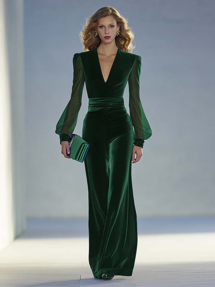 Carolyn | Elegant jumpsuit with mesh sleeves