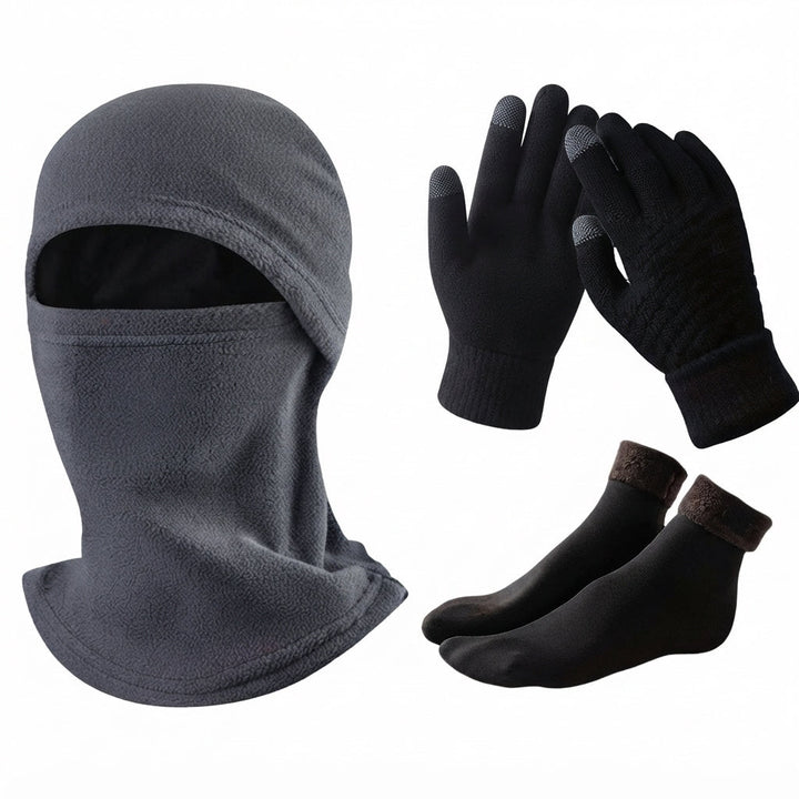Practical Winter Set | Fleece Winter Gloves, Socks & Balaclava Set
