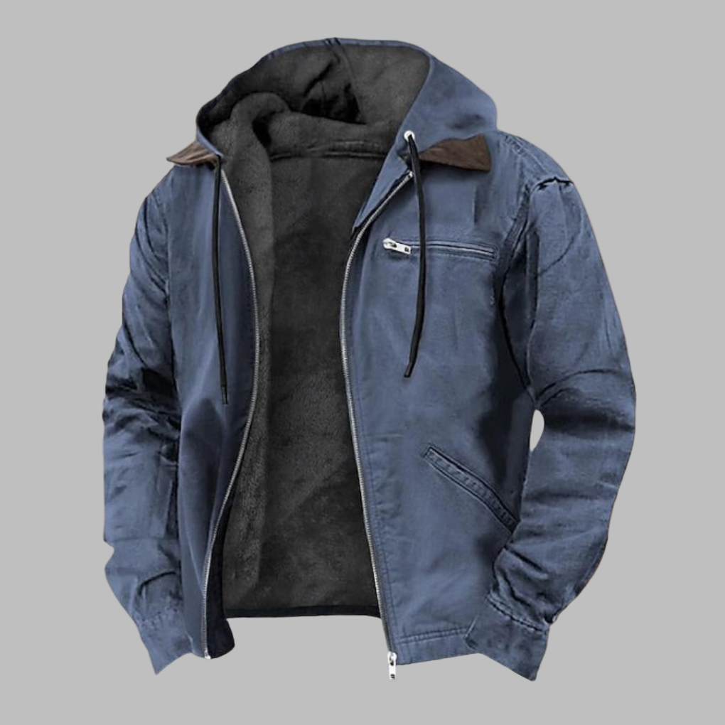 Christos | Men's Hooded Jacket with Zip Front and Drawstring Hood