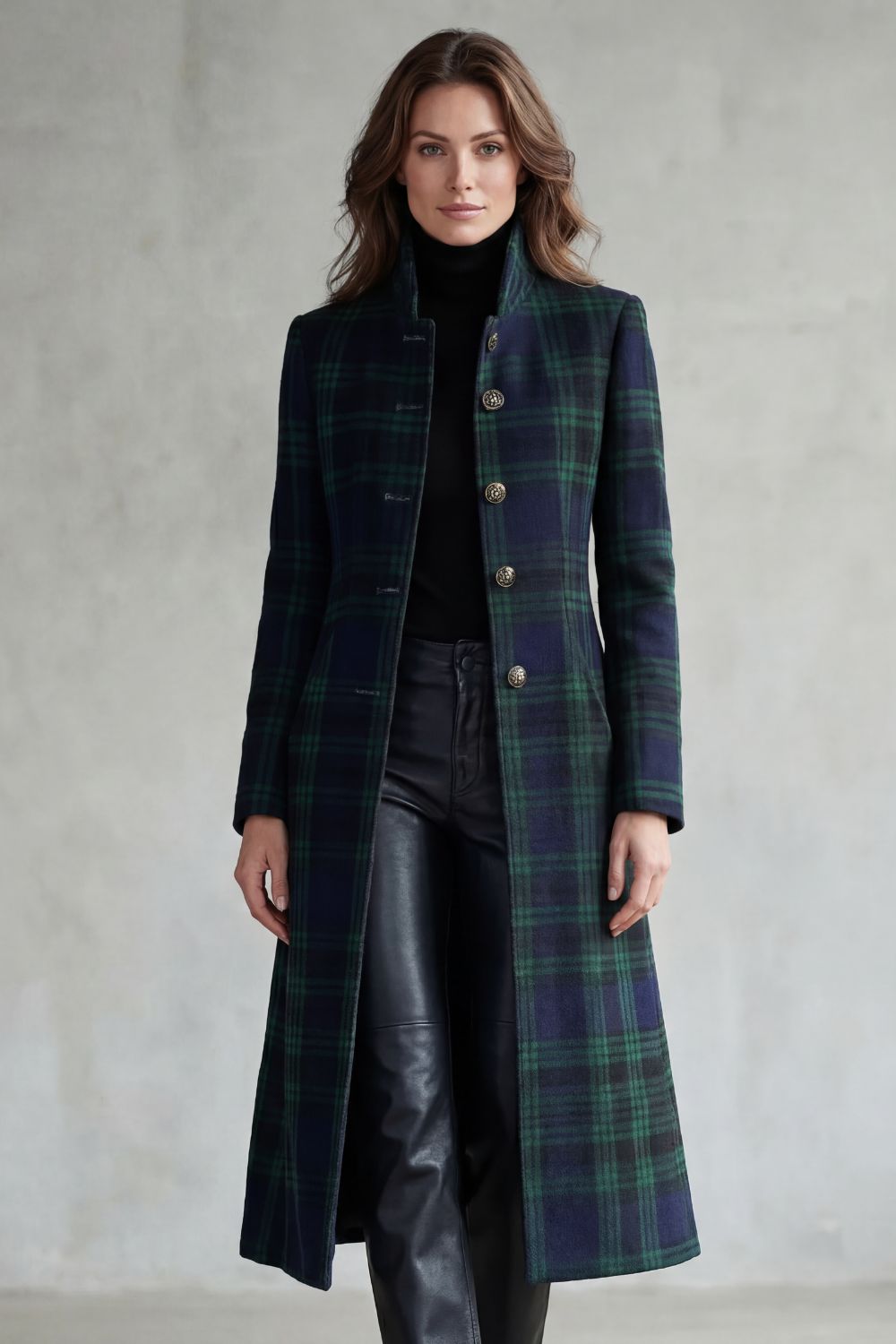 Josie | Women's Highland Check Silhouette Wool Blend Coat