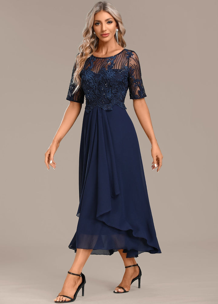 Sophia | Women’s Lace Panel Autumn Midi Dress