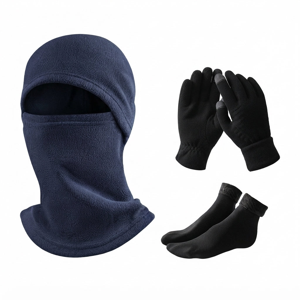 Practical Winter Set | Fleece Winter Gloves, Socks & Balaclava Set