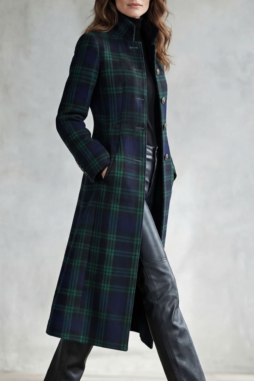 Josie | Women's Highland Check Silhouette Wool Blend Coat