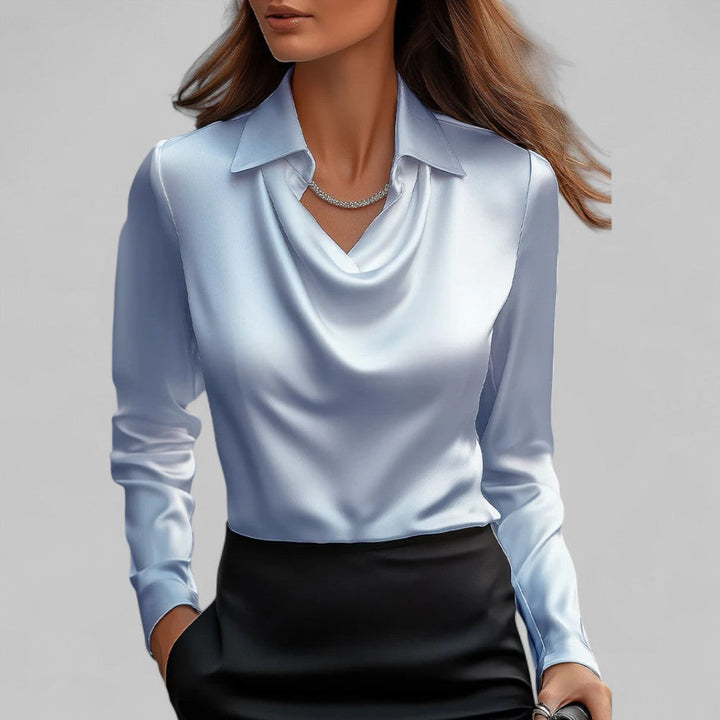 Jasmine | Elegant satin blouse with a cowl neckline for women