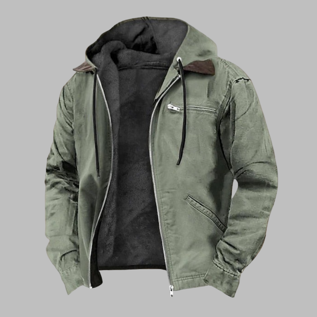 Christos | Men's Hooded Jacket with Zip Front and Drawstring Hood