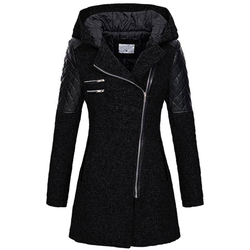 Aspen | Women's Hooded Winter Coat with Quilted Leather Shoulders
