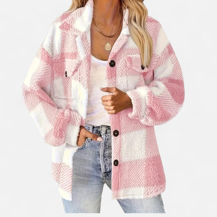 Kairi | Women's Plush Sherpa Checkered Shirt Jacket