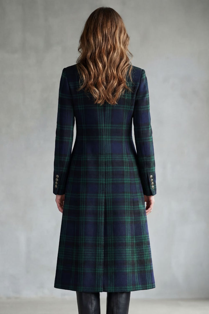 Josie | Women's Highland Check Silhouette Wool Blend Coat