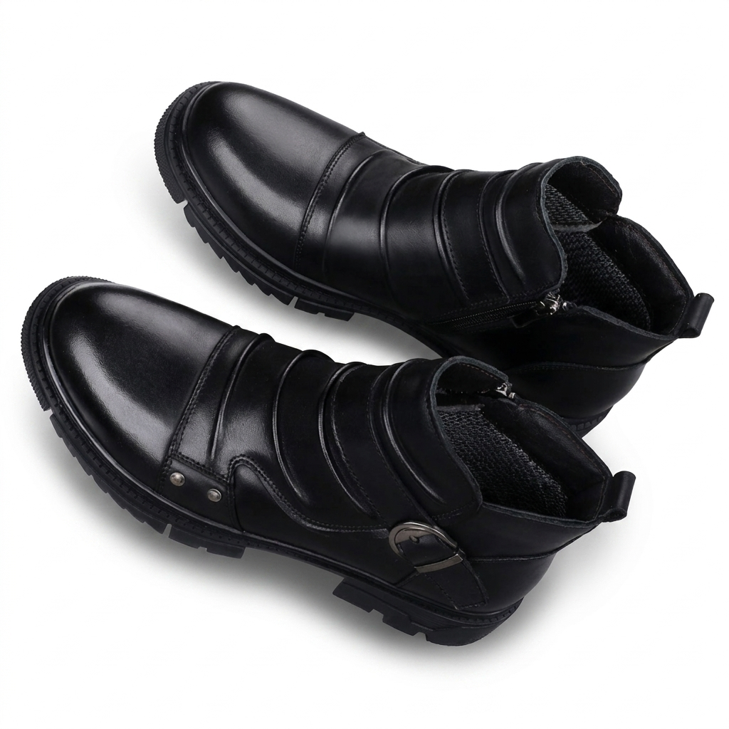 Jaxon | Men's Buckle Strap Leather Ankle Boots