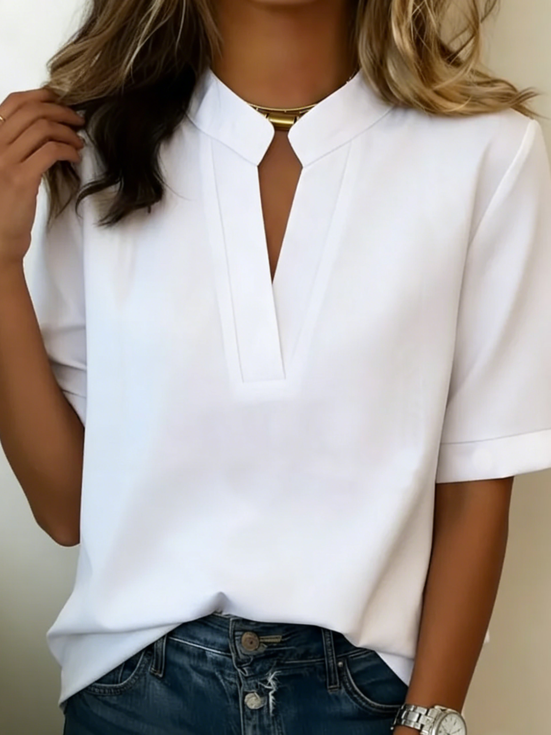 Chaya | Women's V-Neck Short Sleeve Blouse