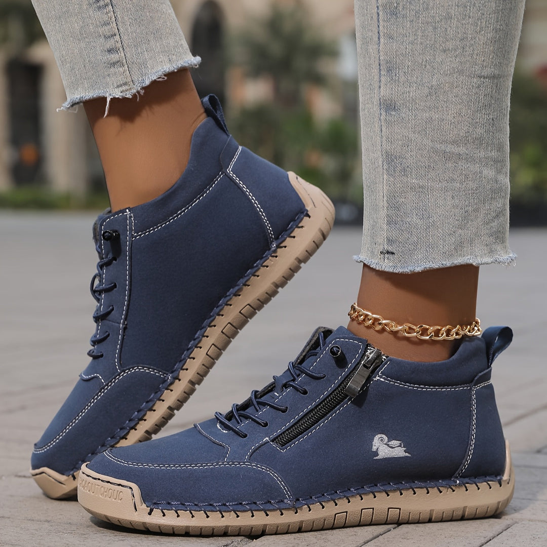 Mia | Orthopaedic Lace-Up Ankle Sneakers with Side Zip Detail