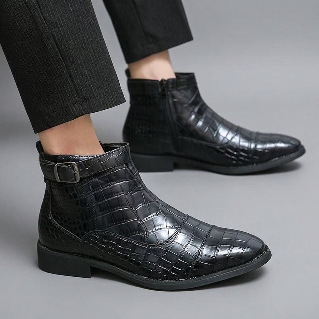 Jasper | Men's Buckle Strap Leather Ankle Boots