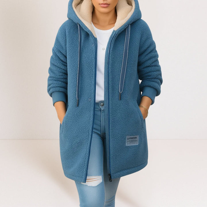 Selena | Women's Longline Wool Sherpa Hooded Jacket