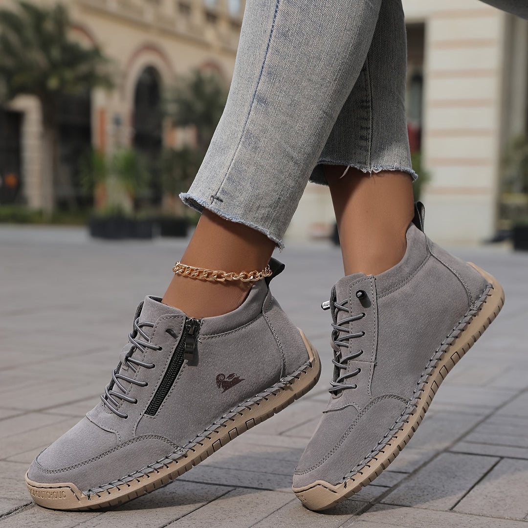 Mia | Orthopaedic Lace-Up Ankle Sneakers with Side Zip Detail