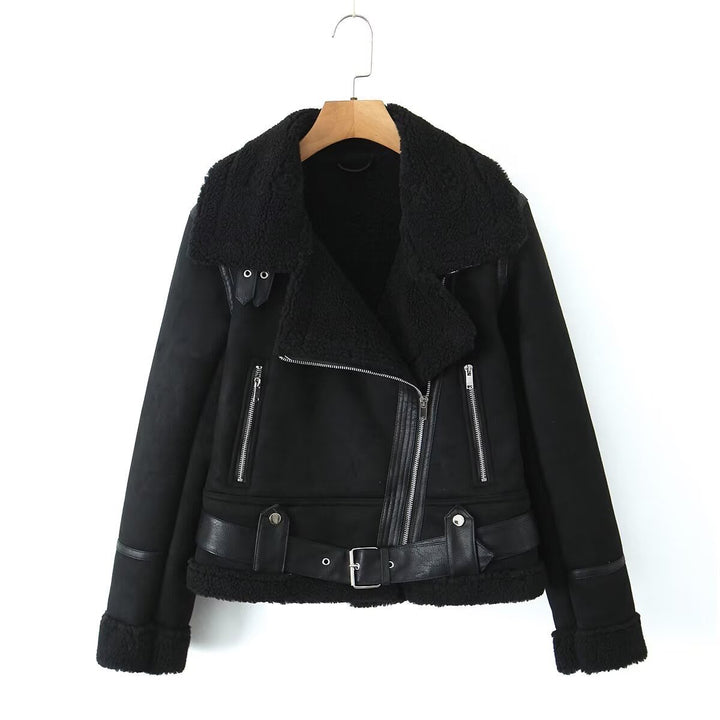 Leanna | Women's Sherpa-Lined Suede Aviator Jacket