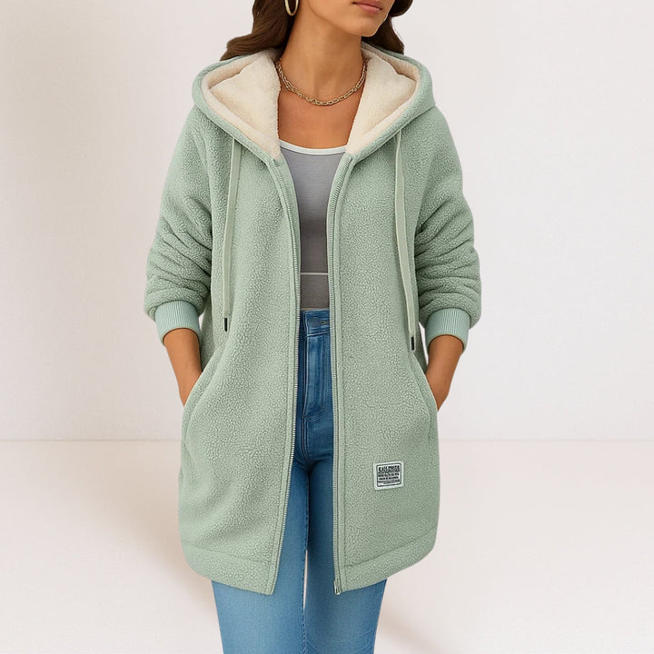 Selena | Women's Longline Wool Sherpa Hooded Jacket