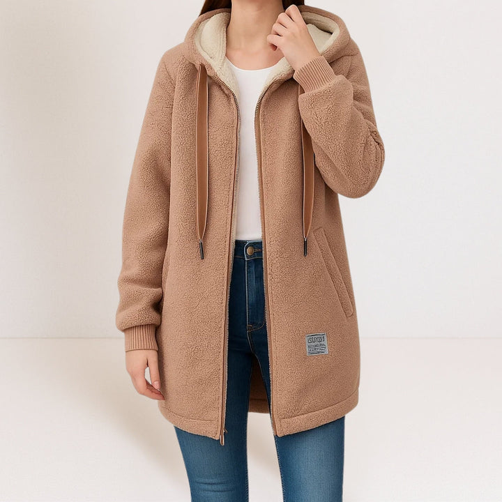 Selena | Women's Longline Wool Sherpa Hooded Jacket