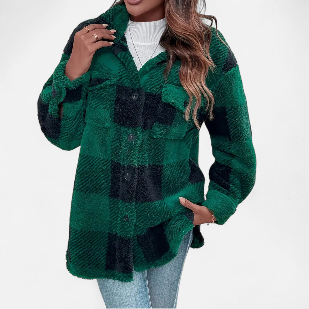 Kairi | Women's Plush Sherpa Checkered Shirt Jacket