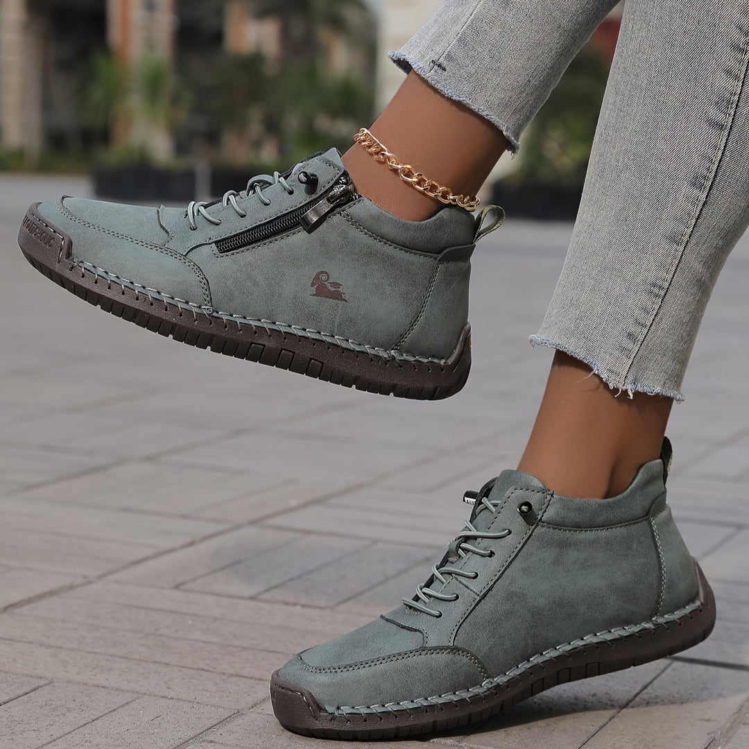 Mia | Orthopaedic Lace-Up Ankle Sneakers with Side Zip Detail
