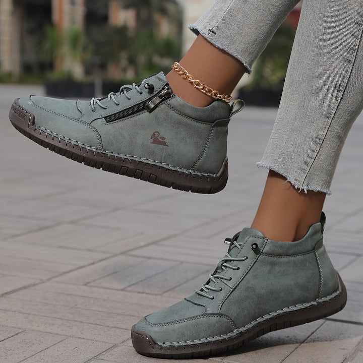 Mia | Orthopaedic Lace-Up Ankle Sneakers with Side Zip Detail