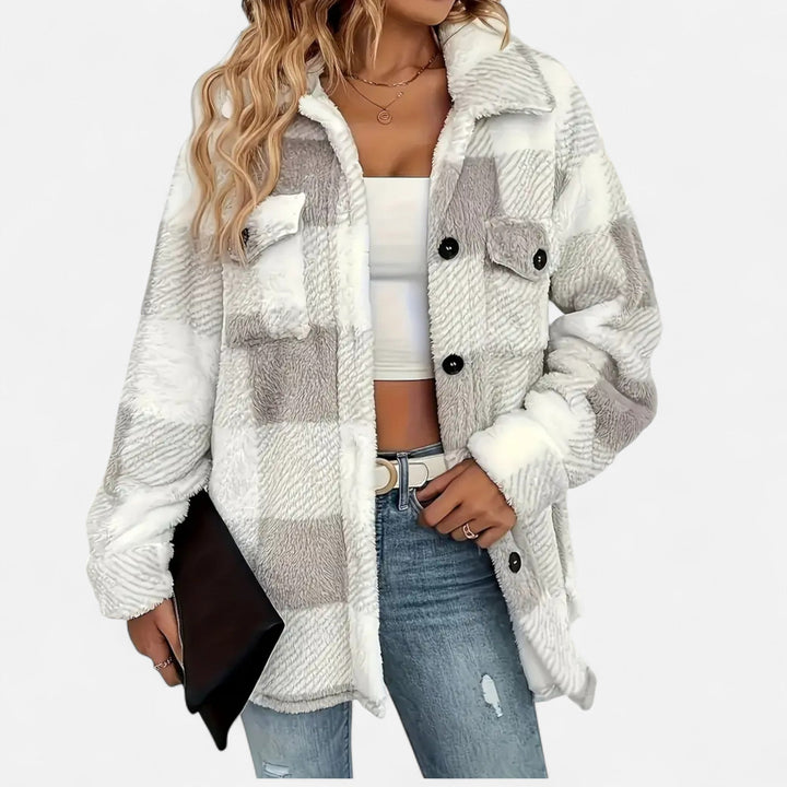 Kairi | Women's Plush Sherpa Checkered Shirt Jacket