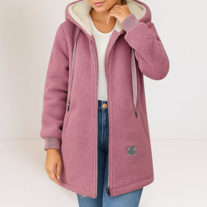 Selena | Women's Longline Wool Sherpa Hooded Jacket