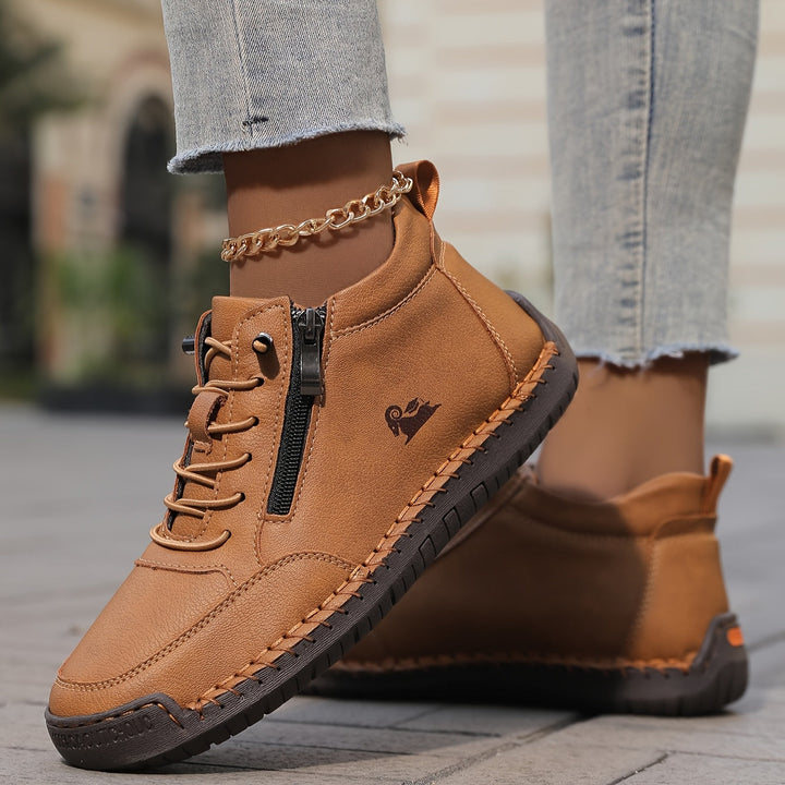 Mia | Orthopaedic Lace-Up Ankle Sneakers with Side Zip Detail