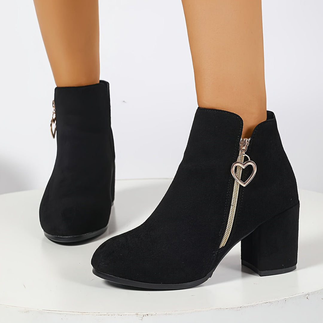 Bexley | Black Suede Block Heel Ankle Boots