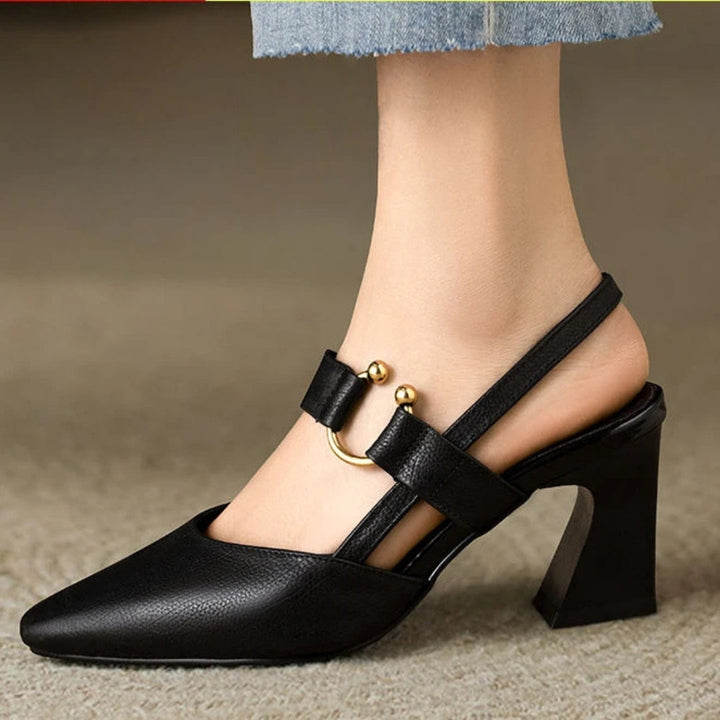 Julieta | Block Heel Slingback Heels with Pointed Toe