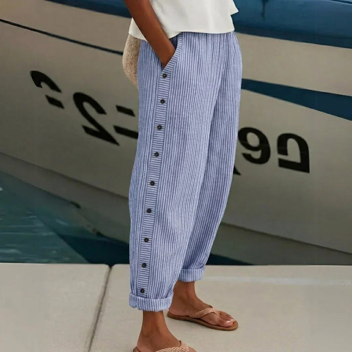Yvonne | Stylish Striped Button Pants