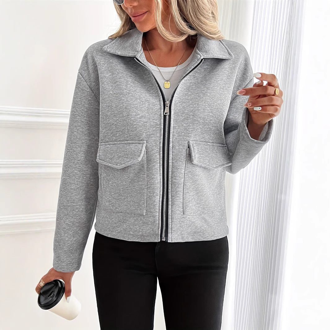 Nina | Women's Cropped Zip-Up Jacket with Chest Pockets