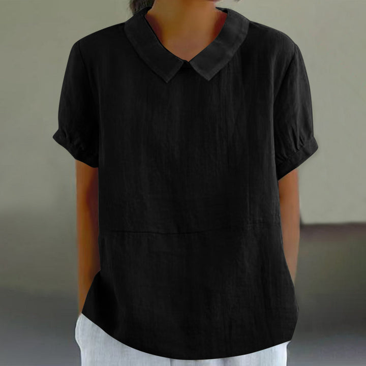 Louisa | Casual Linen Blouse with Peter Pan Collar and Short Sleeves