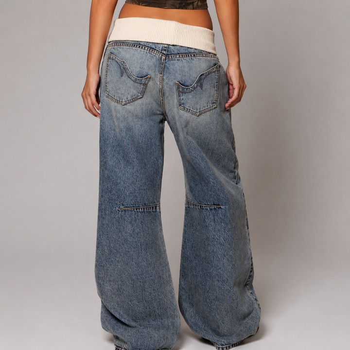Courtney | Baggy Wide-Leg Jeans with Ribbed Waistband