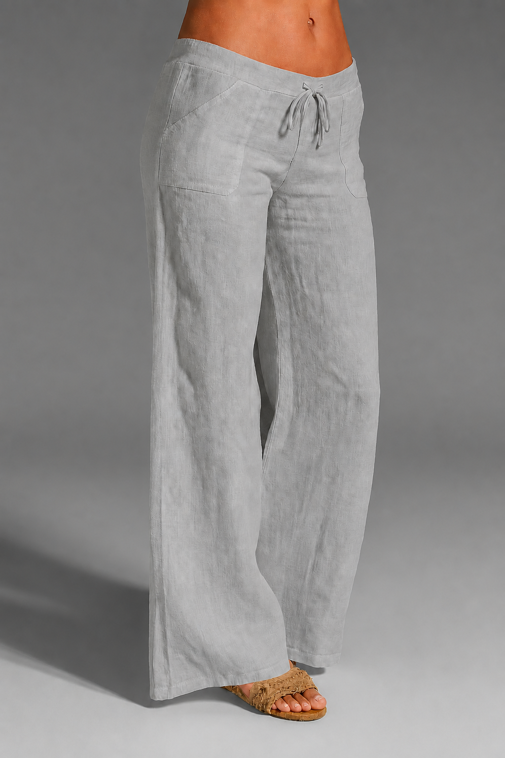 Laney | Women's Wide Leg Linen Trousers with Drawstring Waist