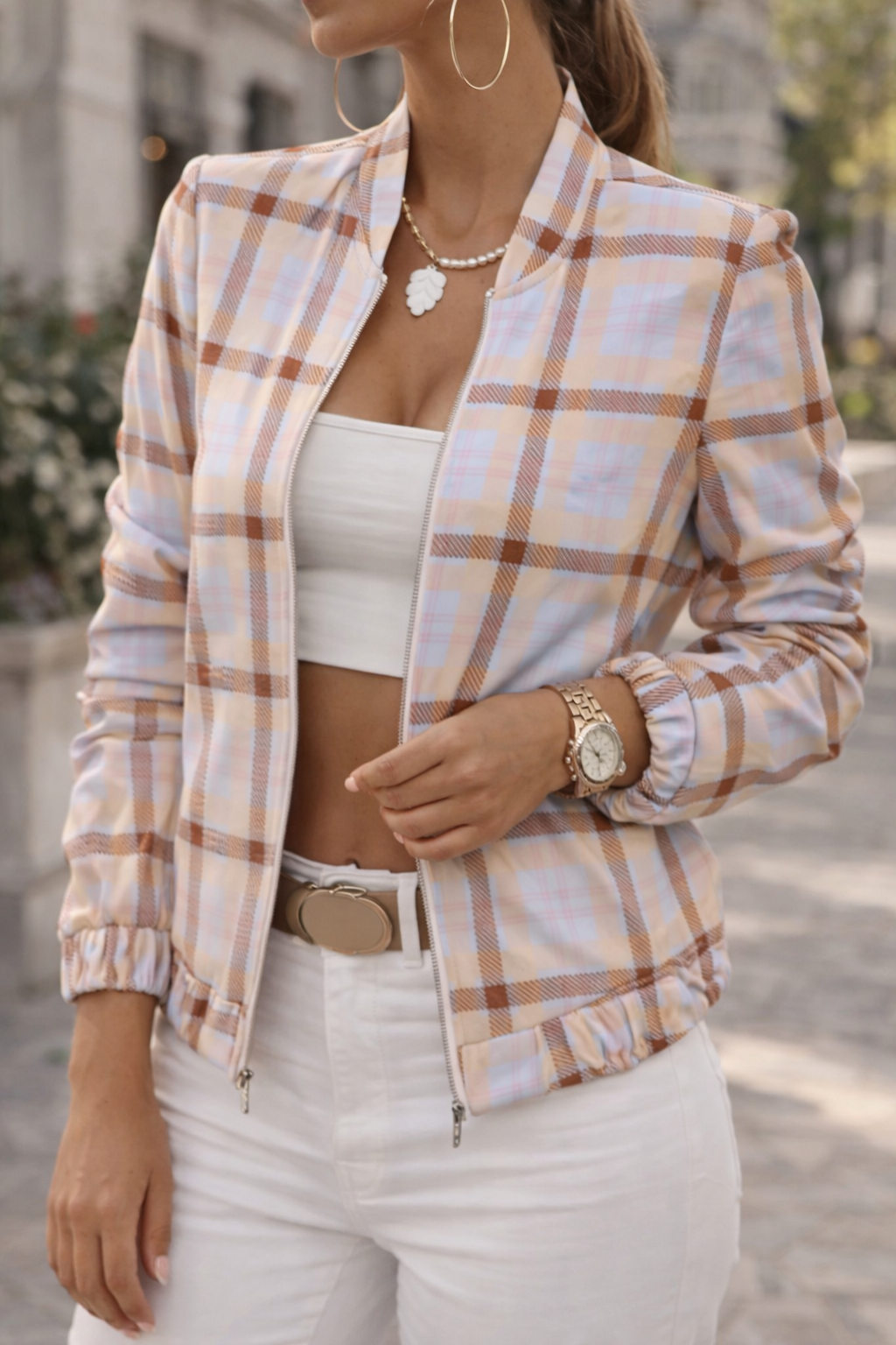 Justice | Women's Cropped Bomber Jacket with Elasticated Cuffs